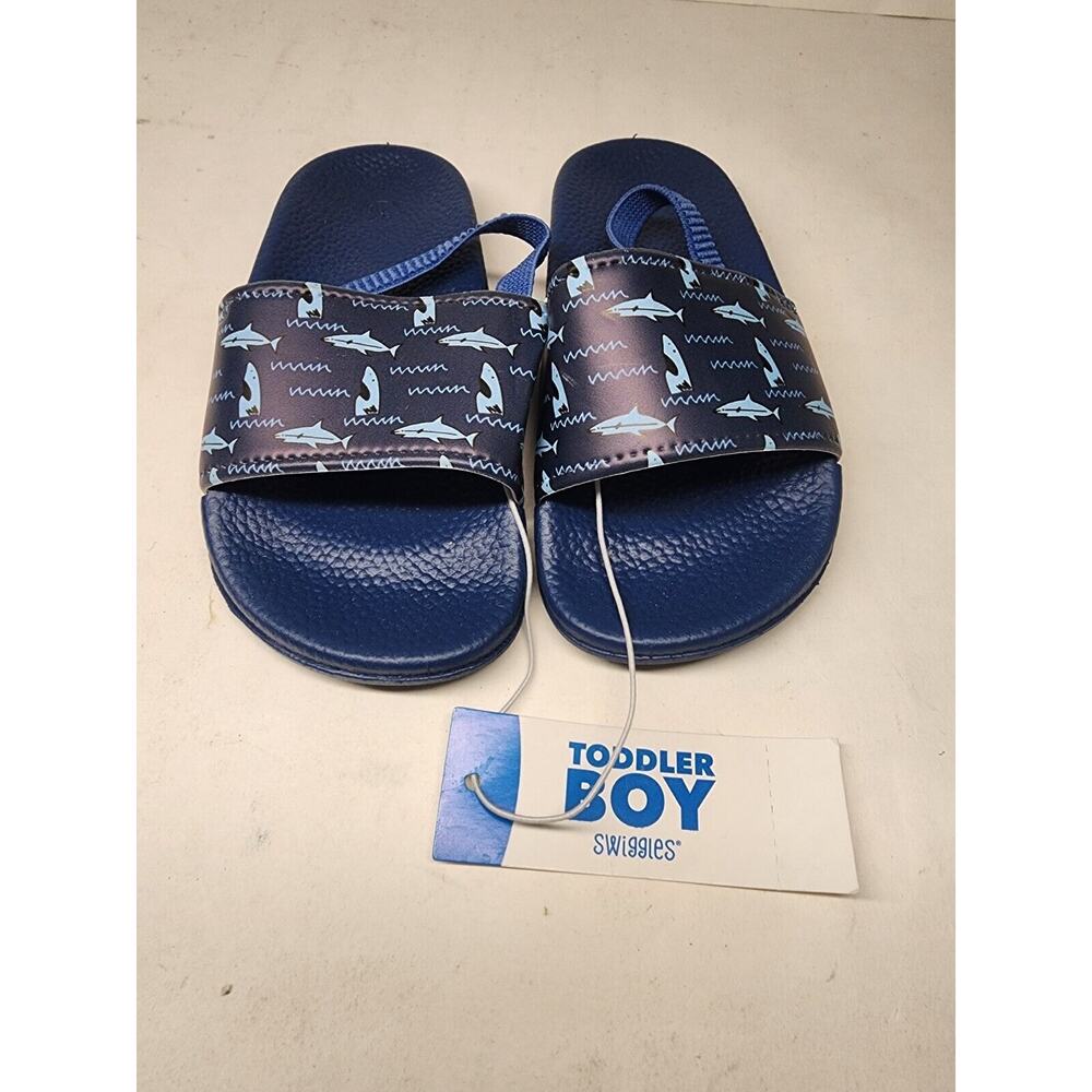 Swiggies Boys Toddler Slip On Sandle Beach Sharks Size (9/10)